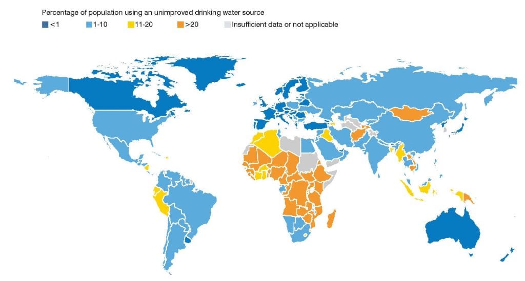 Safe water countries map