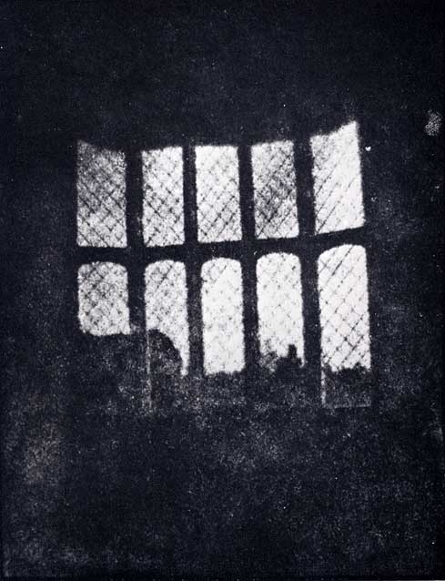 A latticed window in Lacock Abbey, photographed by William Fox Talbot in 1835. Shown here in positive form, this may be the oldest extant photographic negative made in a camera.