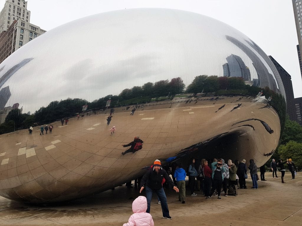 Family Travel explore at Cloud Gate, Chicago