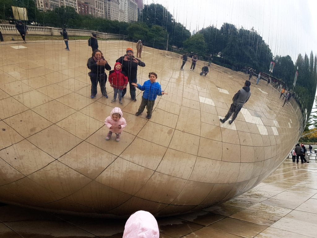 Family Travel explore at Cloud Gate, Chicago